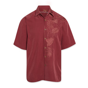 Embroidered Aloha Shirt Burgundy