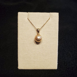 Rare South Seas Golden Pearl Faceted Pendent 14K