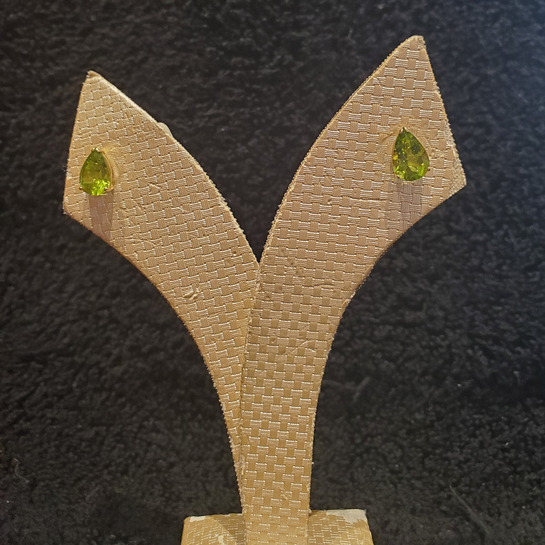 Peridot Pear Earrings 14K