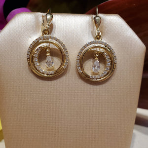 Hawaiian Wave 14k earrings with cz drops