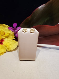 14K Hawaiian Plumeria Earrings