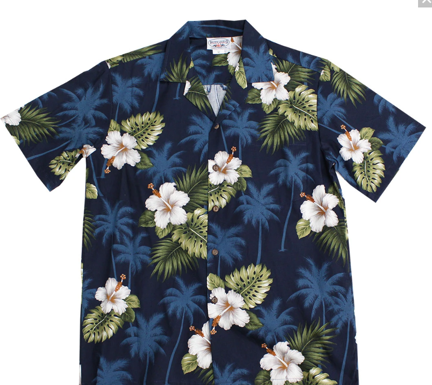 Hawaiian Shirt Made in Hawaii Blue Palms