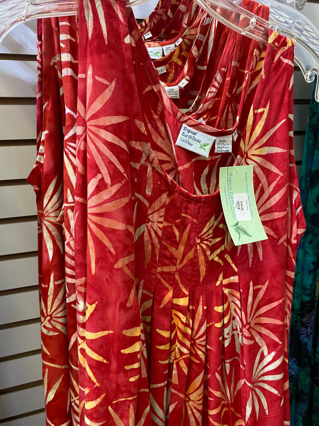 red batik dress Hibiscus Batik Red Wrap Dress