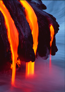 Hawaiian Lava Flowing into Ocean Photo