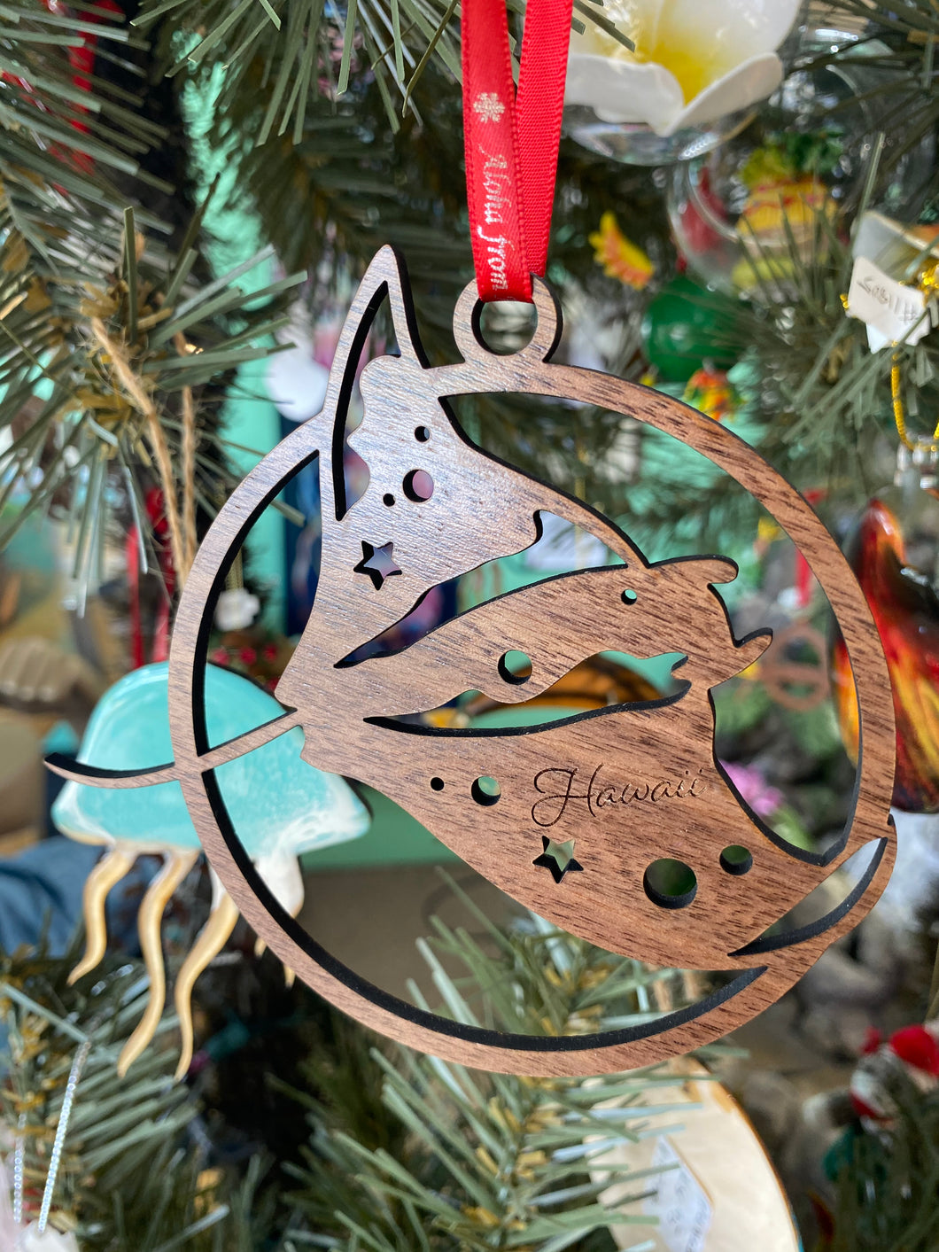 AG Ornament- Wood Manta Ray