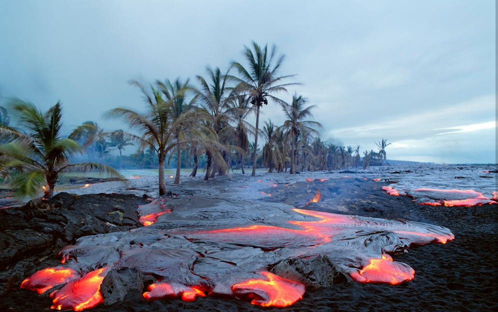 Hawaiian Photo Black Sand Beach covered in Lava