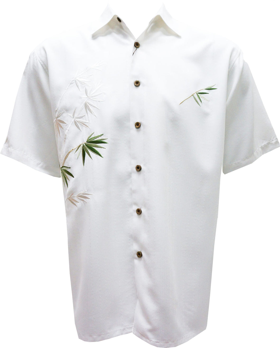 Embroidered Aloha Shirts White Bamboo