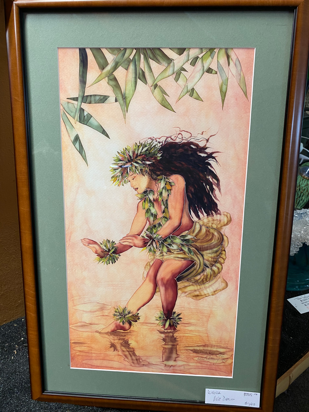 Hawaiian Framed Dancers Print From Original Silk