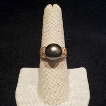 Load image into Gallery viewer, Aloha Tahitian Pearl Ring with Diamonds
