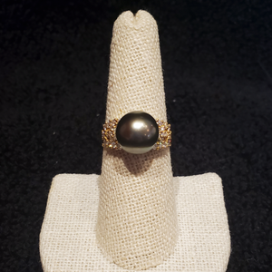 Aloha Tahitian Pearl Ring with Diamonds