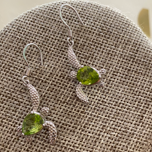 Peridot Sterling Silver Turtle Earrings
