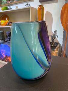 A Blue Hand blown Hawaiian Vase