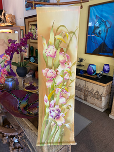 Hand Painted Silk Iris Hawaiian Wall Hanging
